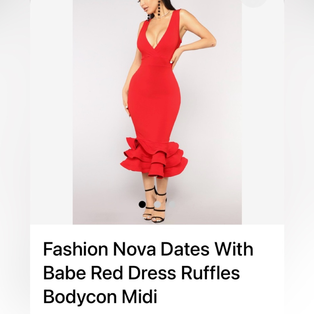 Fashion Nova Scarlet Ruffle Midi Dress! - Picture 3 of 6